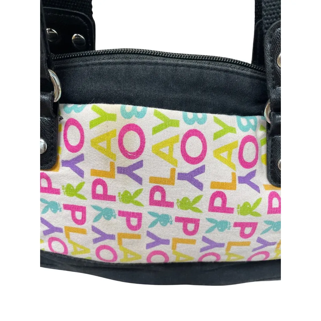 Playboy vintage Multicolor Canvas Faux Leather Shoulder Handbag SKU 9227 - Image 10
