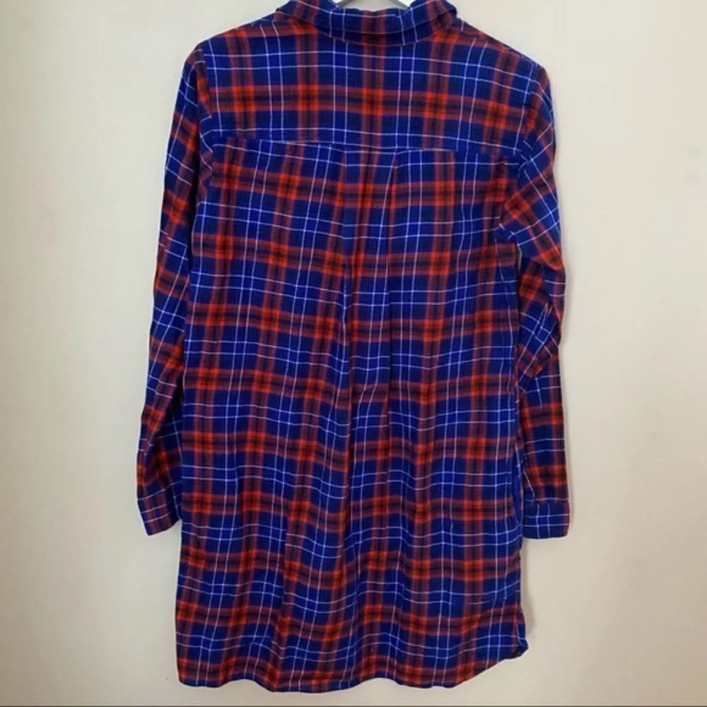 J.Crew Shirt Dress Red Blue Pockets Flannel Plaid Casual Comfy Trendy Neutral - Image 9