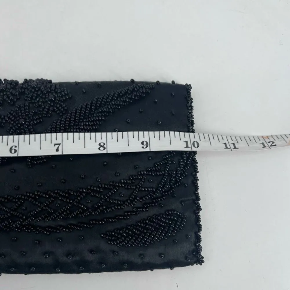 Stunning Vintage Beaded Black Clutch Bag Prom Wedding Ball Made in Hong Kong‎ - Image 12