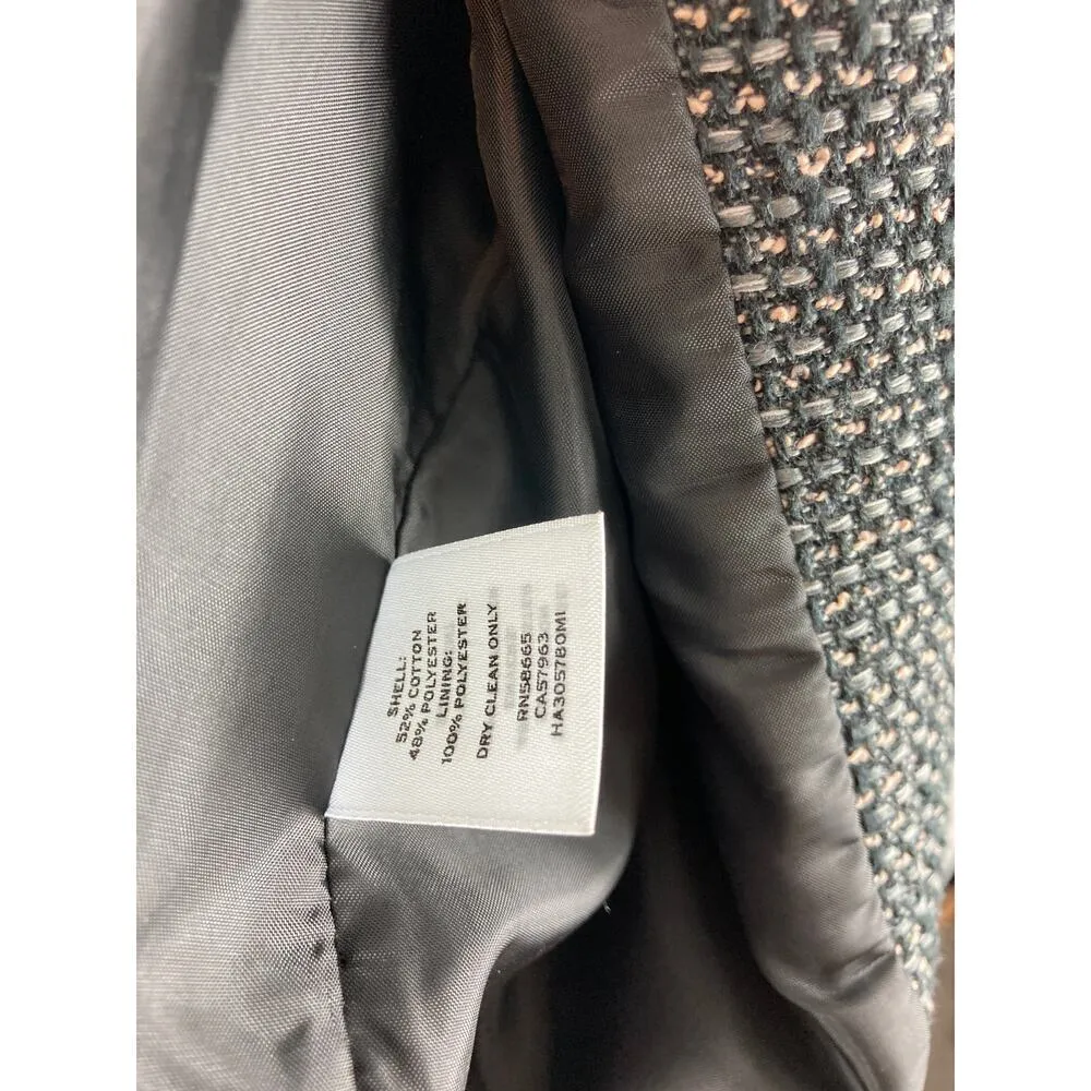 Halogen Tweed Zip Up Jacket Navy Blue Size Medium - Image 5