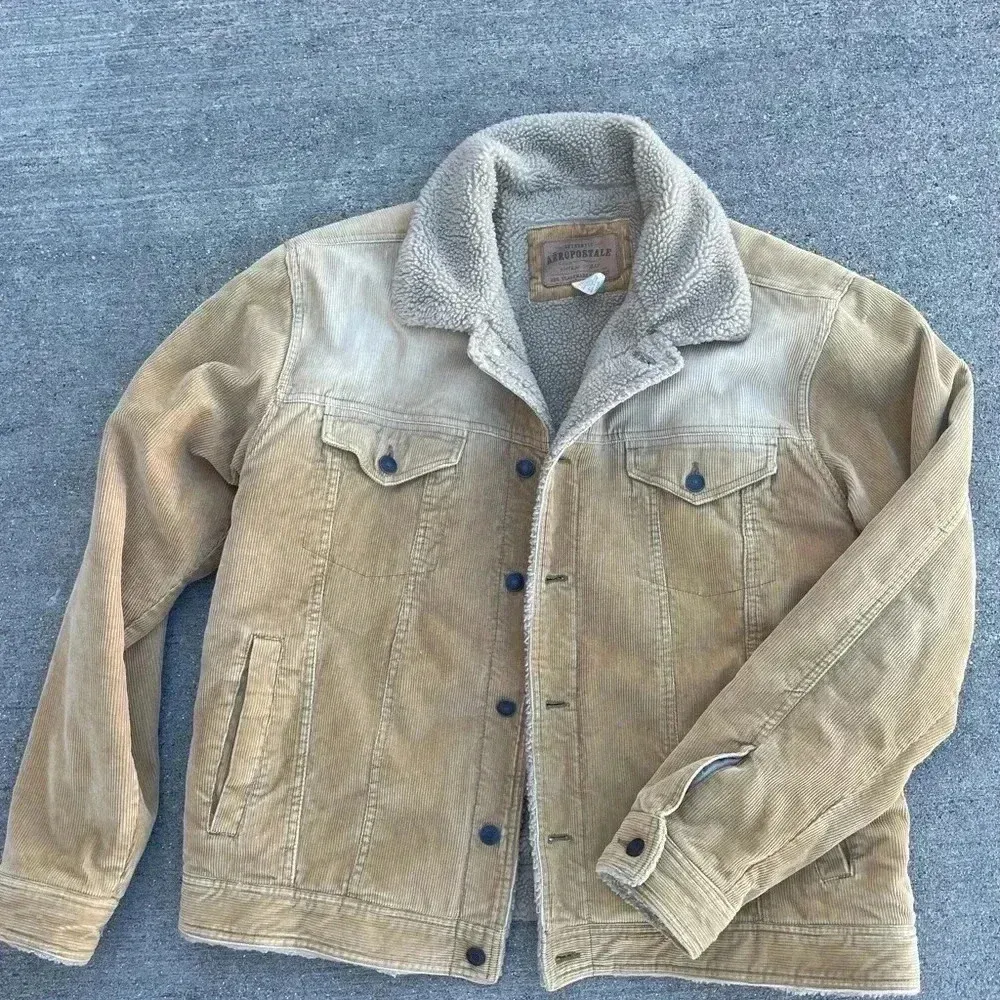 Aeropostale Vintage Corduroy + Sherpa Jacket Beige Yellowstone Dutton 90s - Image 2