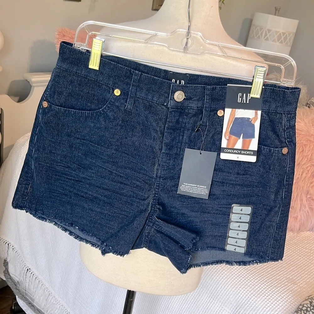 GAP Corduroy Shorts Medieval Blue Cords Cutoffs Womens 4 - Image 5