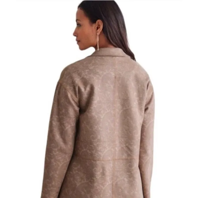 Soft Surroundings Malika Jacket Womens 1X Brown‎ Faux Suede Driftwood Paisley - Image 2