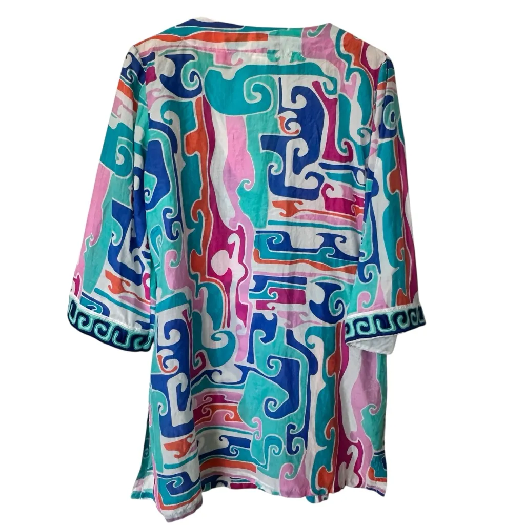 Trina Turk cascade Colorful Patterned  caftan Tunic swim cover up Dress S - Image 3