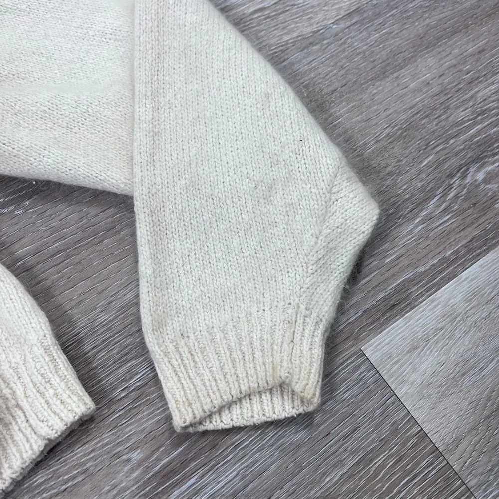 Vintage 1980’s cream & gray‎ balloon sleeve sweater silk and angora Size M - Image 7