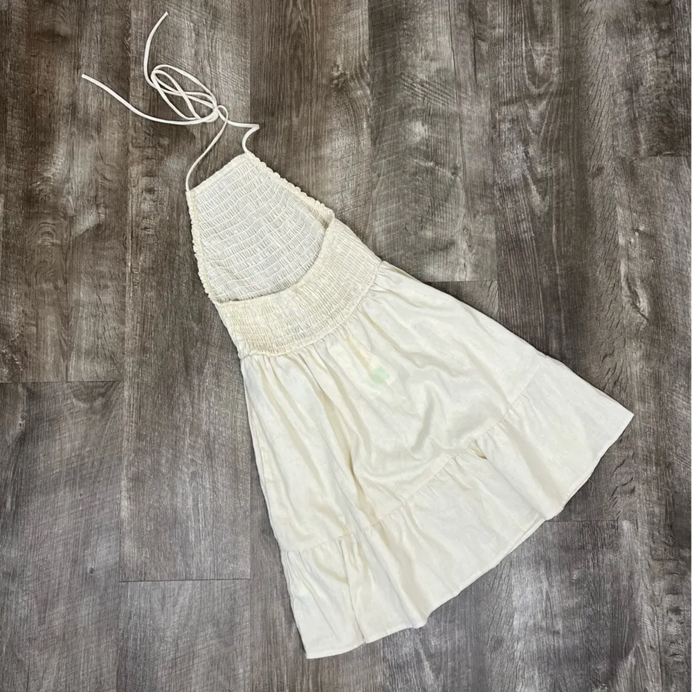 NEW Urban Renewal Cream Linen Tiered Halter Mini Dress - Image 4