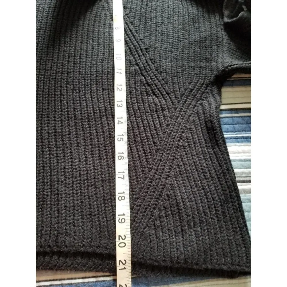 BP Black Chunky Knit Cropped Long Sleeve Oversized Sweater Mock Neck Womens Sz L - Image 8