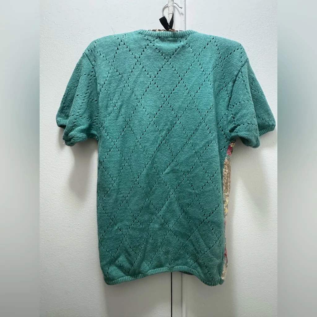 Jantzen Hand Embroidered Sweater Petite S Cottagecore Grannycore Short Slve - Image 7