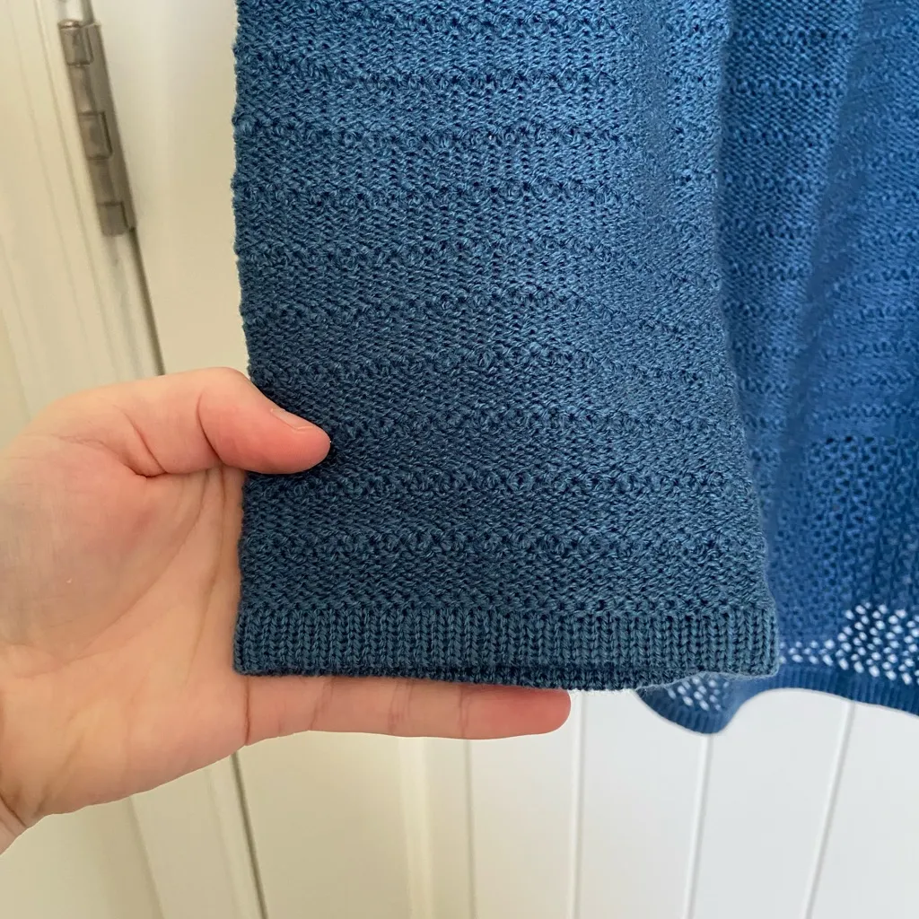 NEW Denim & Co. women’s‎ blue tie front floral embroidered long sweater small - Image 3