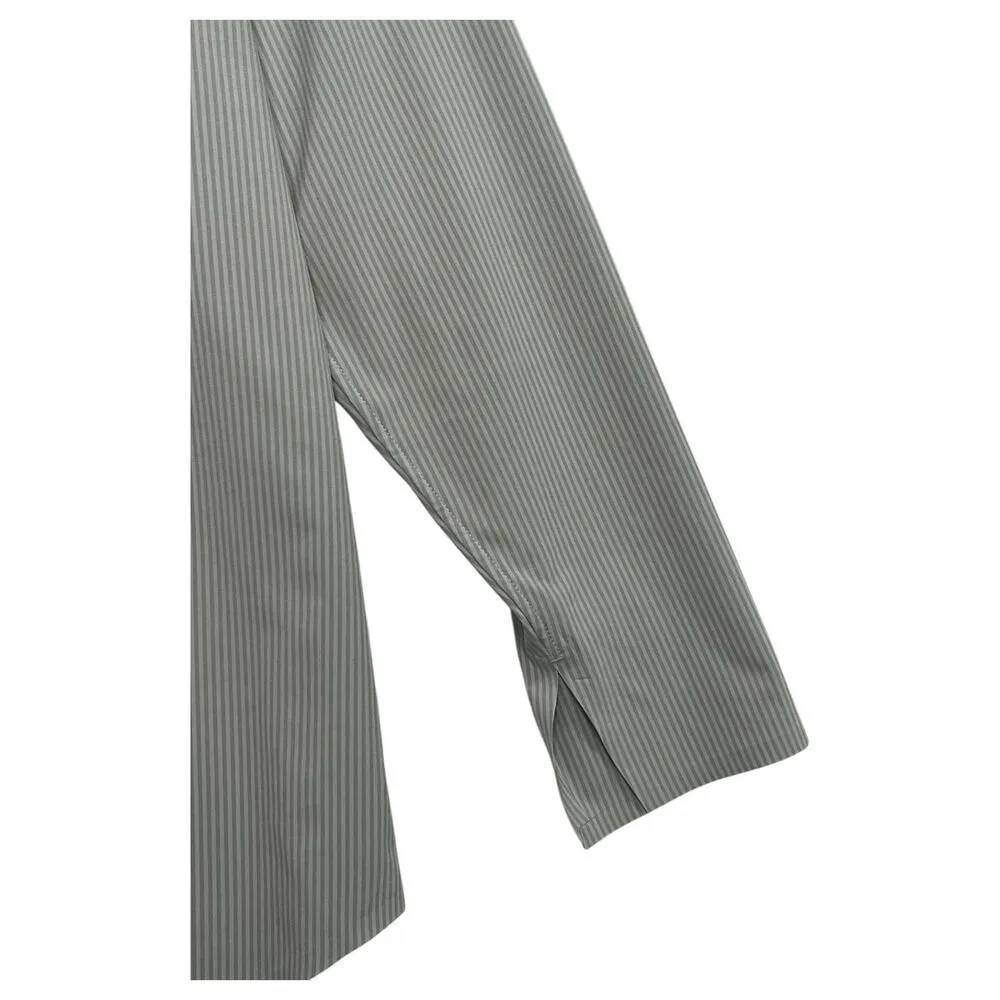 Athleta Top Womens Large Green Striped Button Up Stretch Breathable Lightweight - Image 9