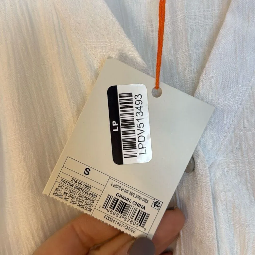 Knox Rose NWT white eyelet puff sleeve midi dress pockets small - Image 6