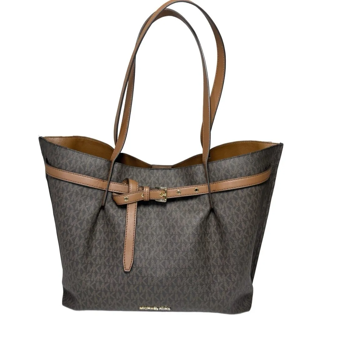 Michael Kors Emilia Large Brown East West Bucket Tote Bag Matching Zip Wallet - Image 2