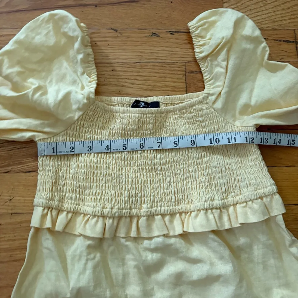 7 for All Mankind Yellow Linen MIDI Dress Size XS - Image 3