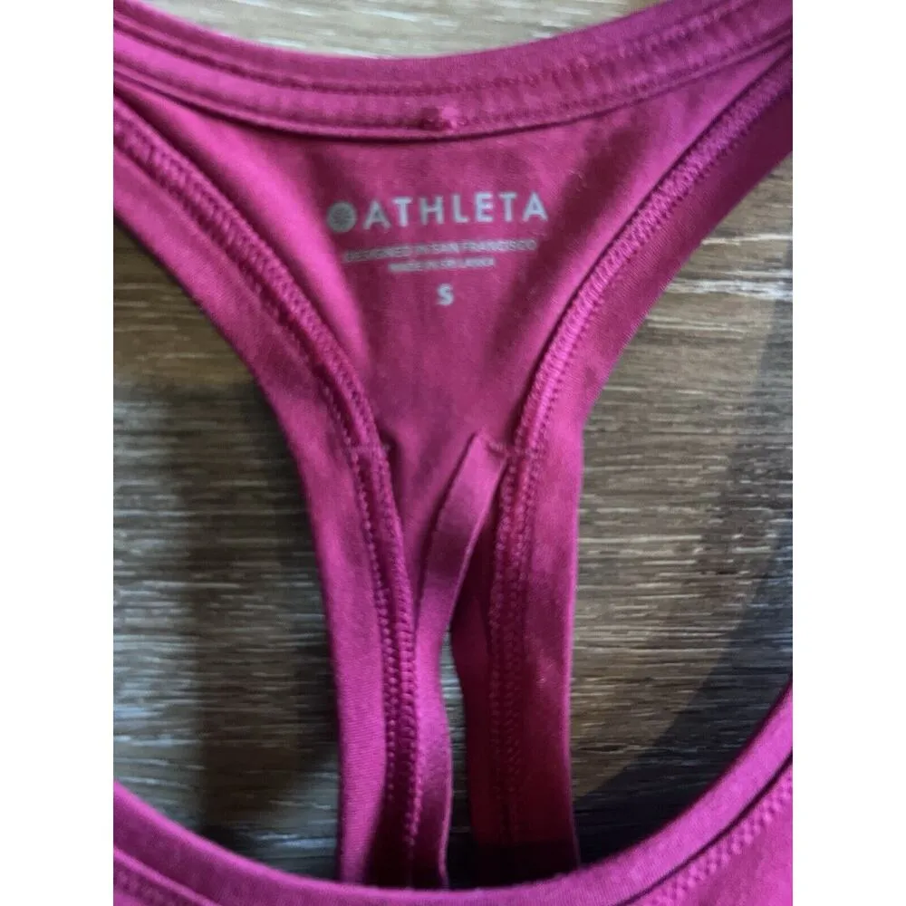 Athleta Tank Top Sz Small Racerback Fastest Track Ruched Hot Pink - Image 2