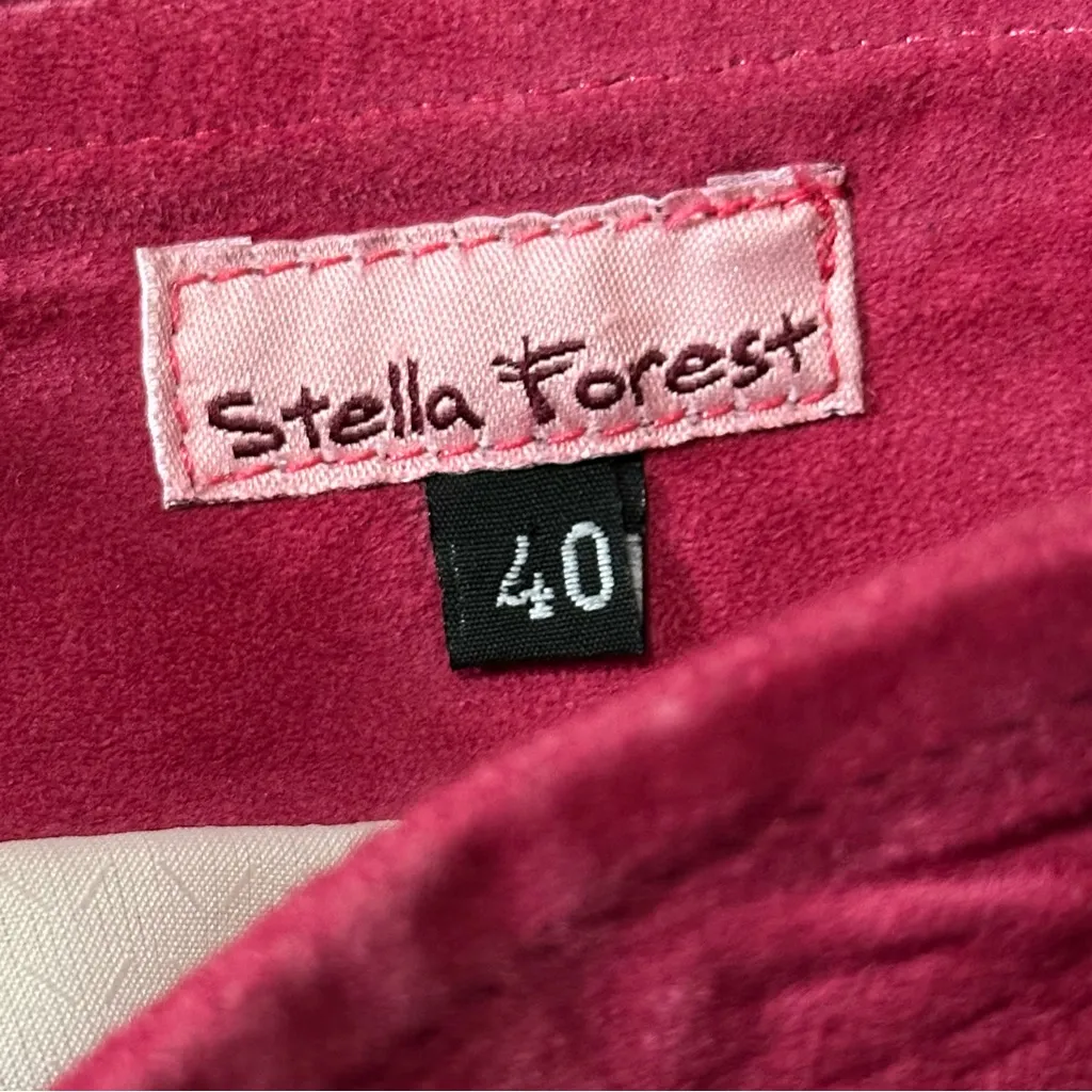 Stella Forest Size 40 8 M Pink Goat Skin Suede Embroidered Pencil Straight Skirt - Image 7