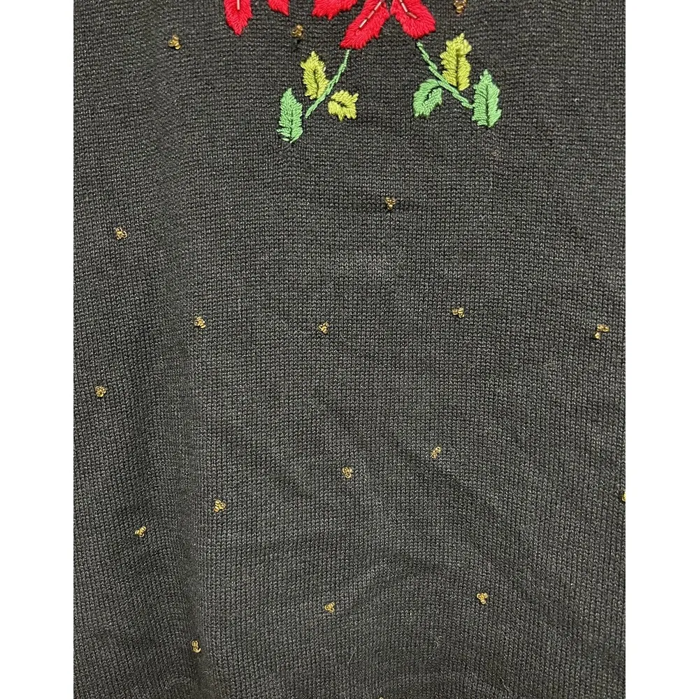 Designer Originals Studio Beaded Poinsettia Sweater Women’s Size 2X - Image 6