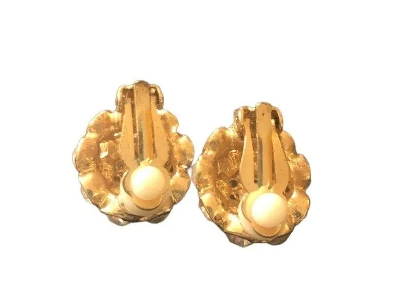 Vintage 4 Pair Clip On Earrings/Screw On Faux Pearl CZ Rhinestone Summer Fashion - Image 3