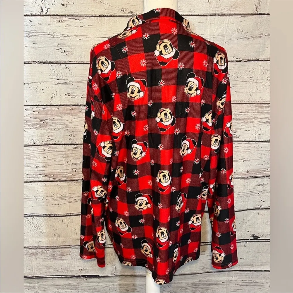 DISNEY Pajama Top Mickey Mouse Christmas
Red/Black Checks-Large - Image 3