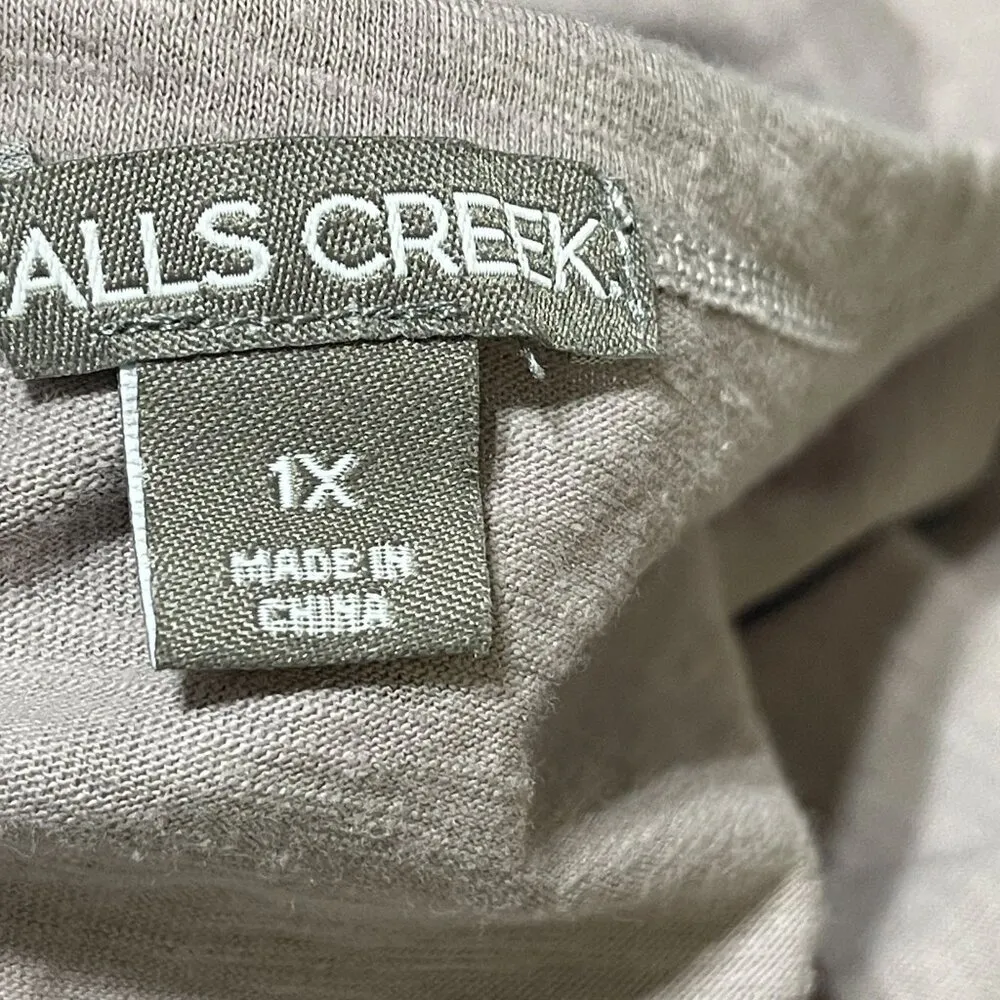 New Falls Creek Ruffle Hem Top Scoop Neck Ombre Grey Size 1X Cotton Blend - Image 4