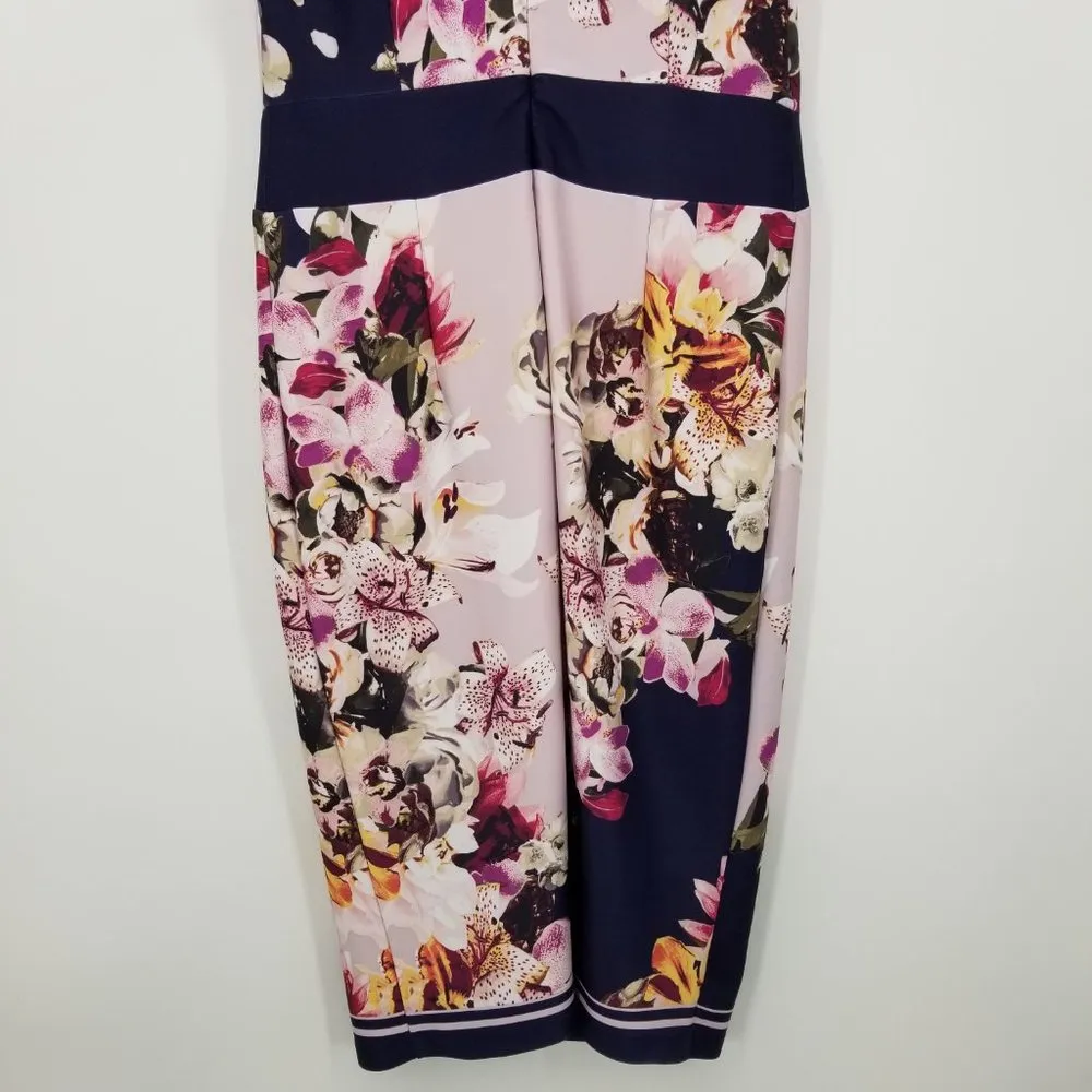 New York & Company Floral Midi Sheath Dress L Blue Size L - Image 11