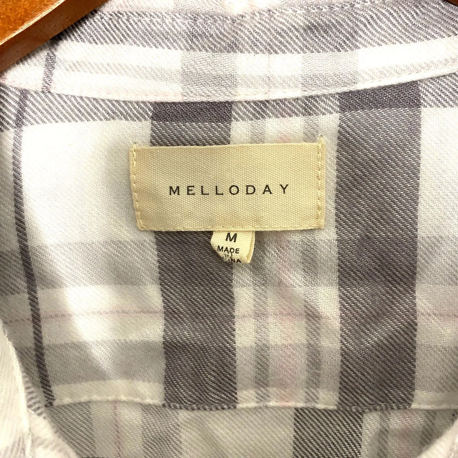 Melloday Womens Super Soft Plaid Button Down Shirt Flannel Long Sleeve Top Sz M - Image 4