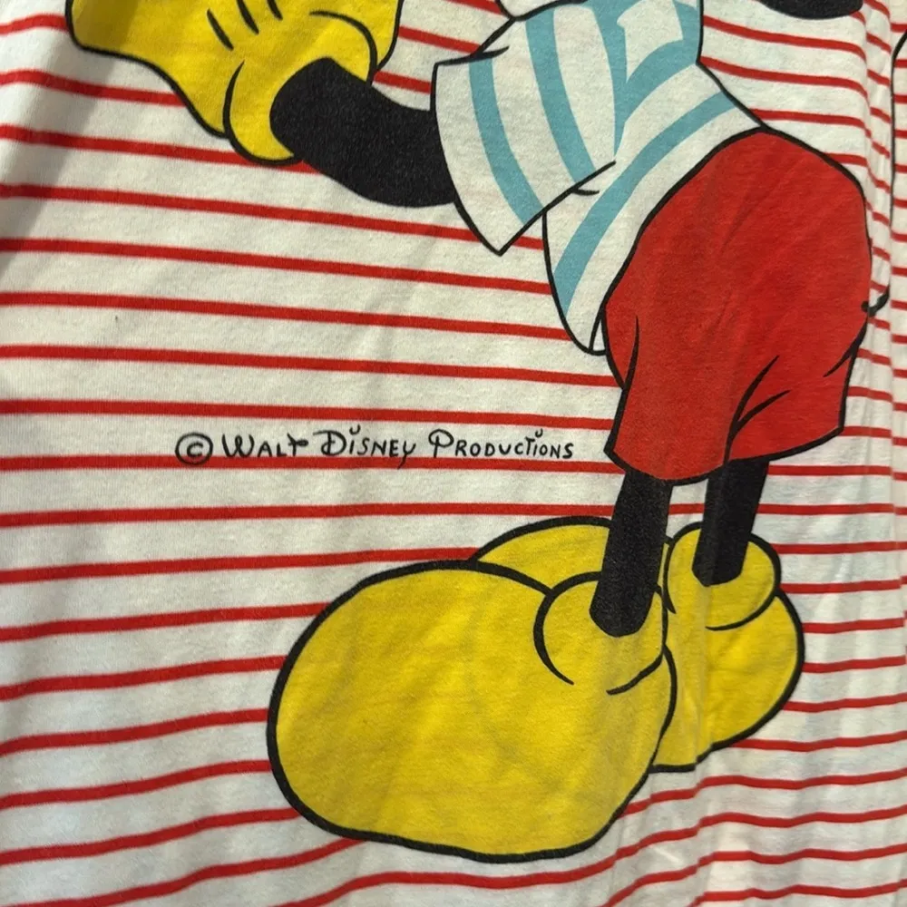 Vintage Mickey Mouse Double Sided Striped Dress  Pajama Shirt - Image 2