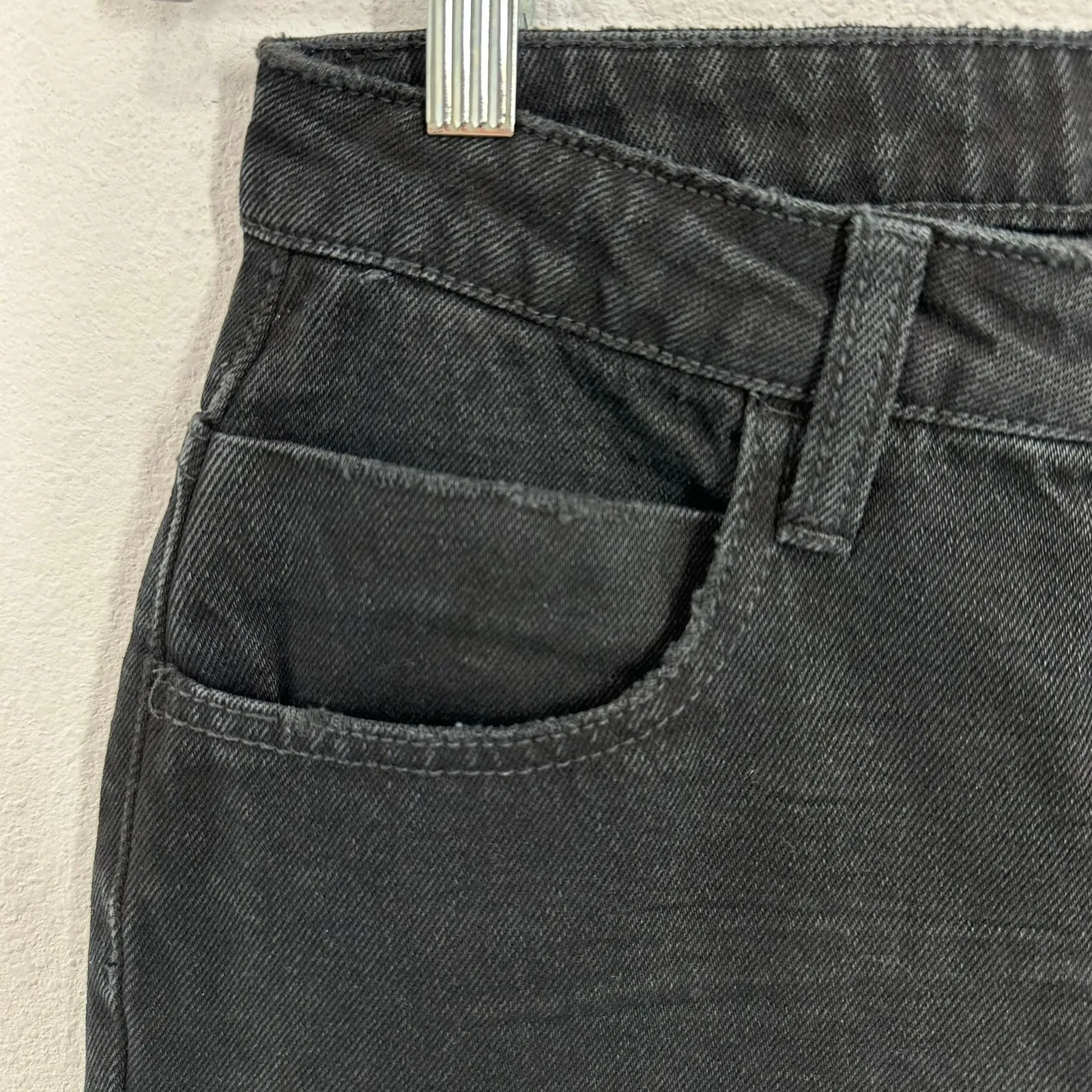 One Teaspoon Kicks‎ Low Waist Black Oak Denim Jeans Frayed Hem Cropped Flare - Image 7