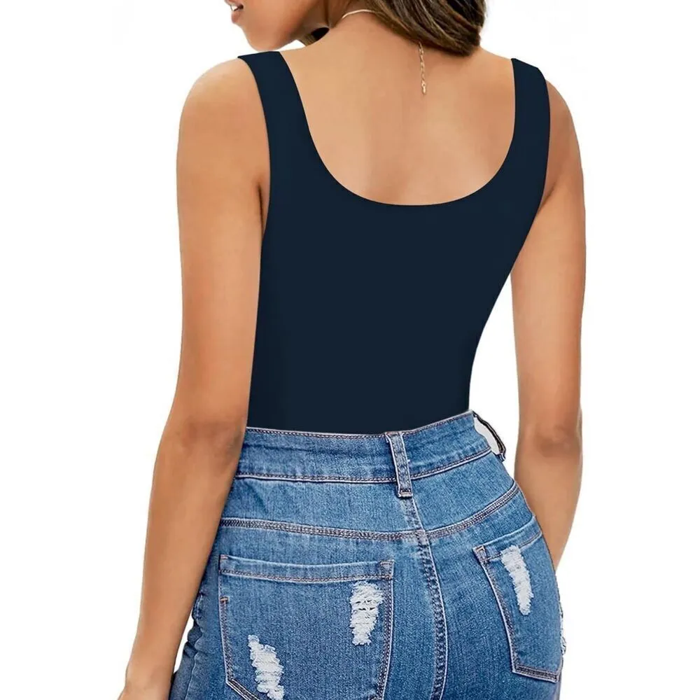 NEW MANGOPOP Scoop Neck Sleeveless Tank Top Bodysuit L - Image 4