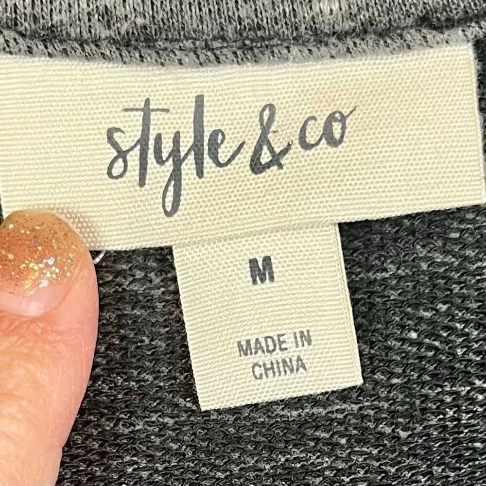 Style & Co Plaid Sequin Love Sweatshirt Medium - Image 10