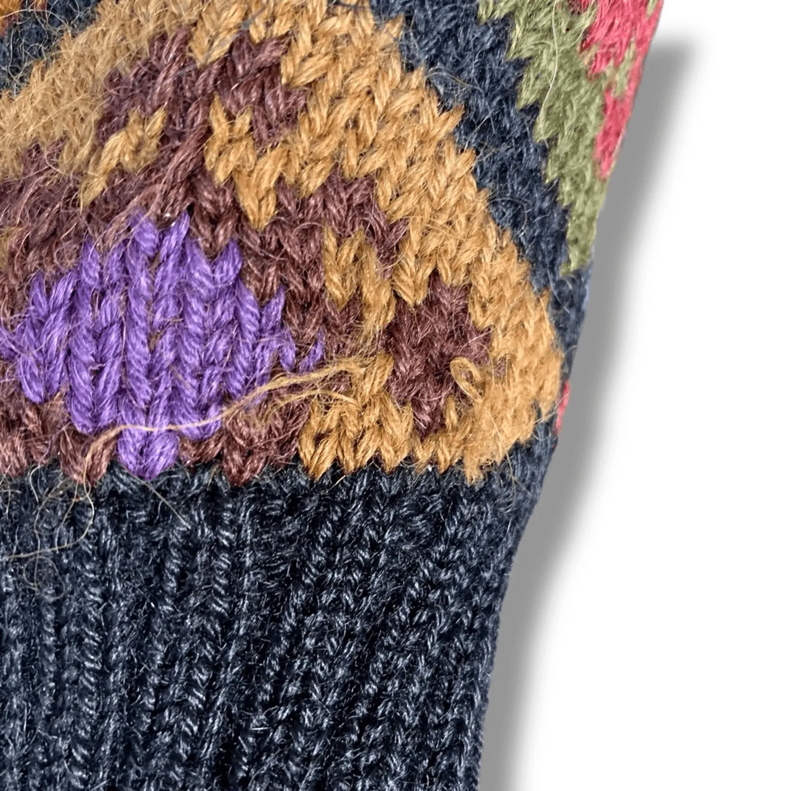 Vintage 90s Peruvian Connection Alpaca Sweater Handmade Diamond Loose Knit - Image 5