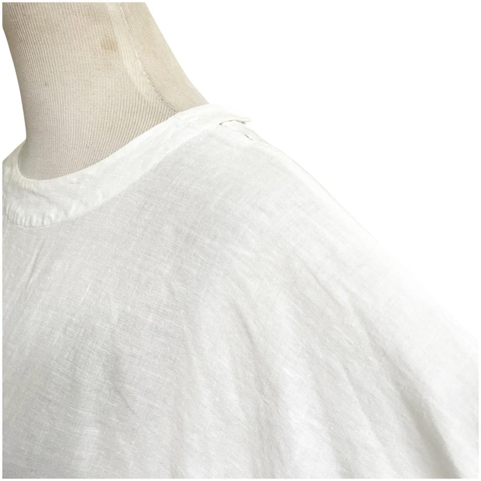 Eskandar Women’s Linen Tunic Boxy White Tan Colorblock Size XS Oversized Beach - Image 5