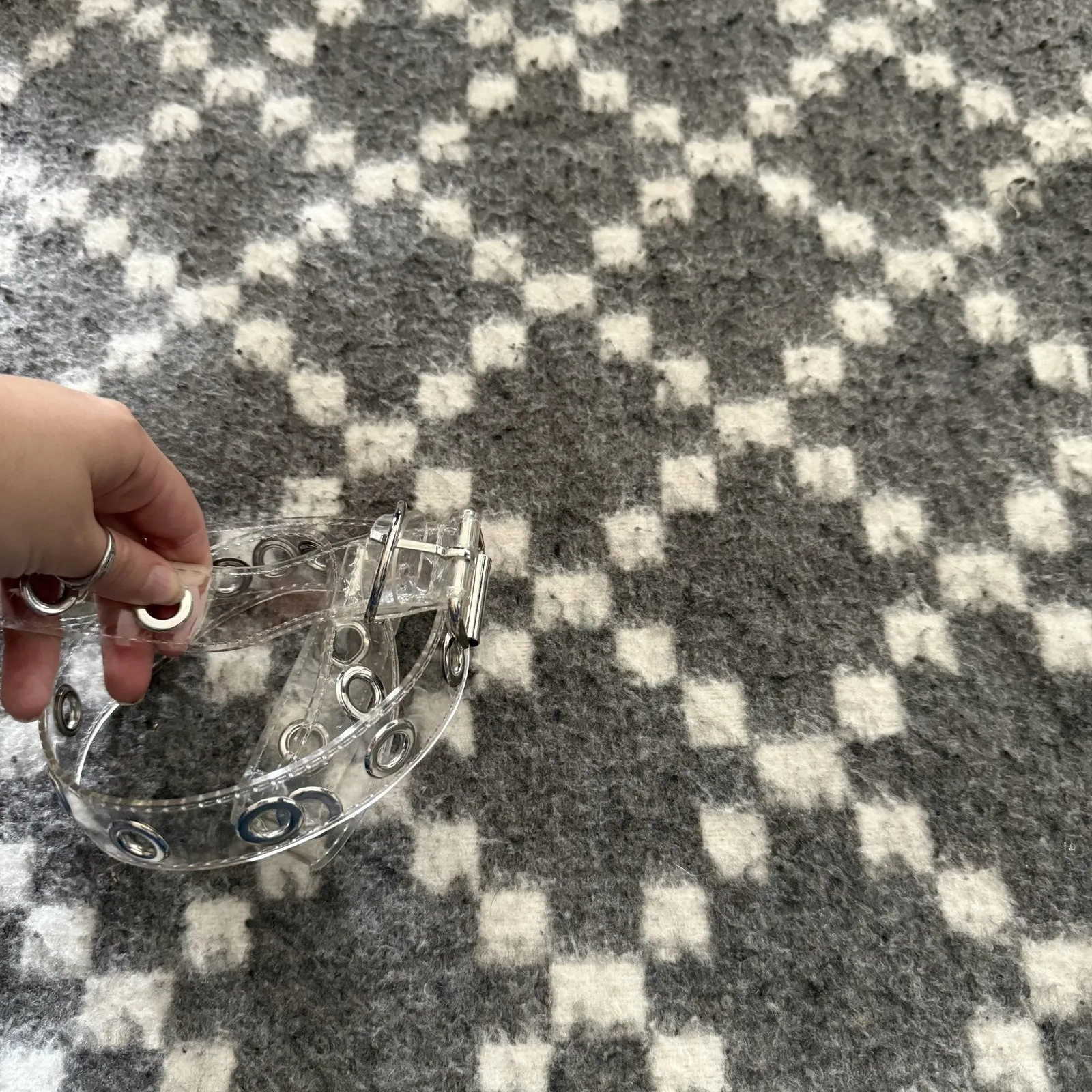 Y2k‎ Clear Grommet Belt Silver Buckle Adjustable Transparent Punk Fashion - Image 4