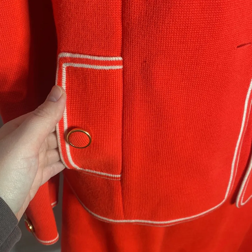 Vintage Penney’s International tipped coral 100% wool three piece skirt suit 12 Red Size 6 - Image 10