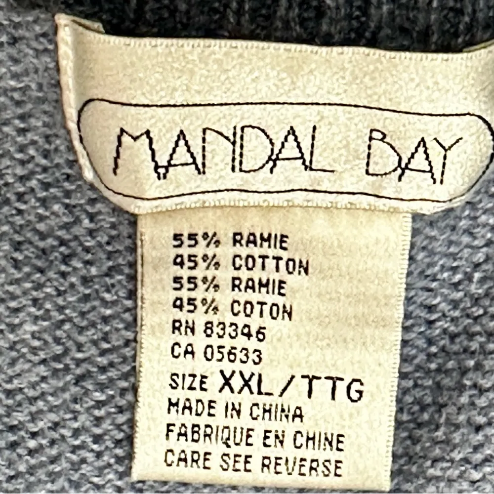 Vintage Mandal Bay CottageCore CoastalGrandma Sweater Vest XXL Beach Embellished Blue - Image 9