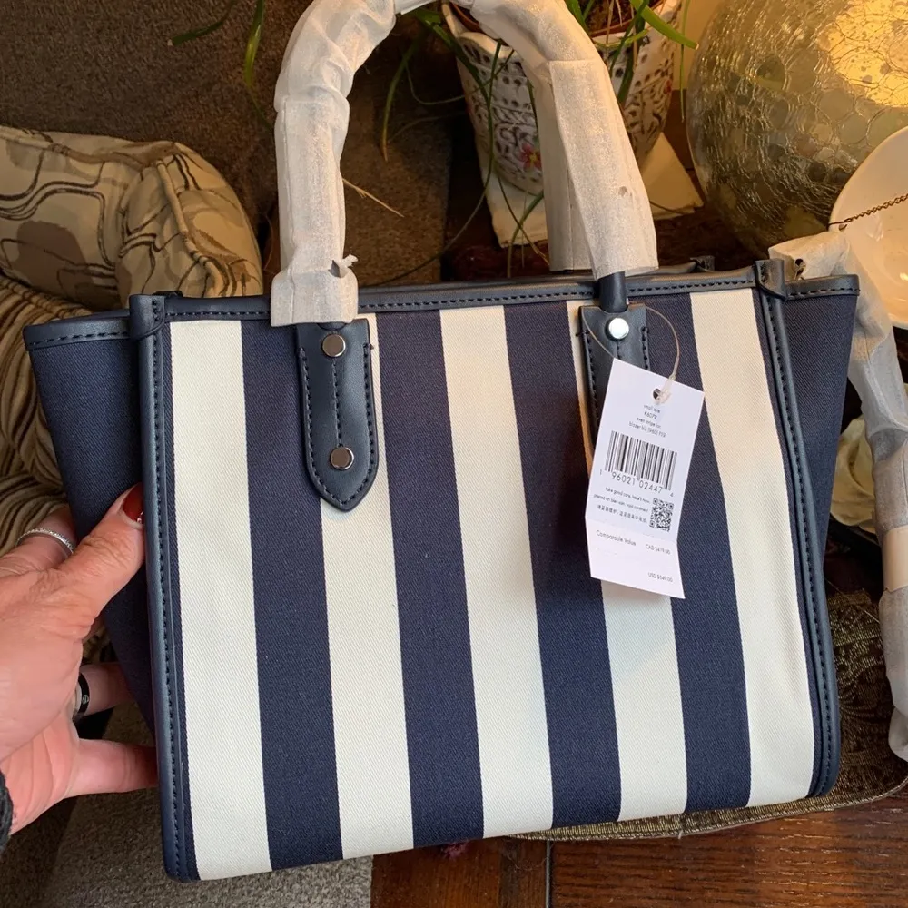 Authentic KATE SPADE Thick canvas and leather trim top zip Satchel/Crosby - Image 5