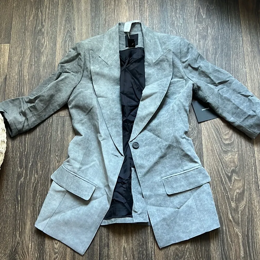 Smythe 3/4 Sleeve Blazer in Slate Size 2 - Image 2