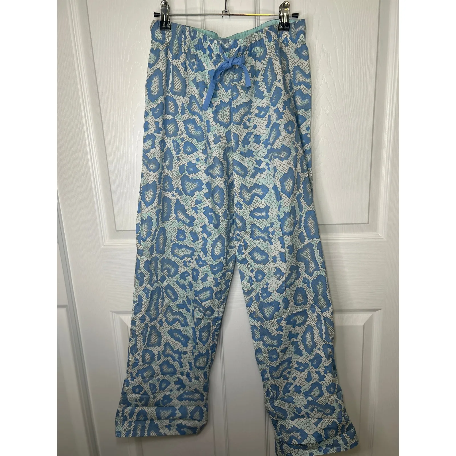 Nick & Nora Pajama Set Blue Python Snake Print Sleepwear Lounge Set Size Small - Image 6