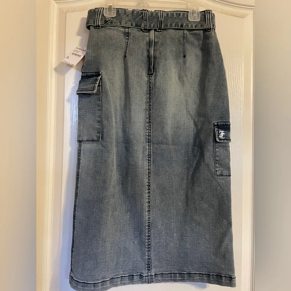 NWT Juicy Couture Blue Denim Belted Cargo Midi Skirt 26 (2-4) Western Casual Y2K - Image 2