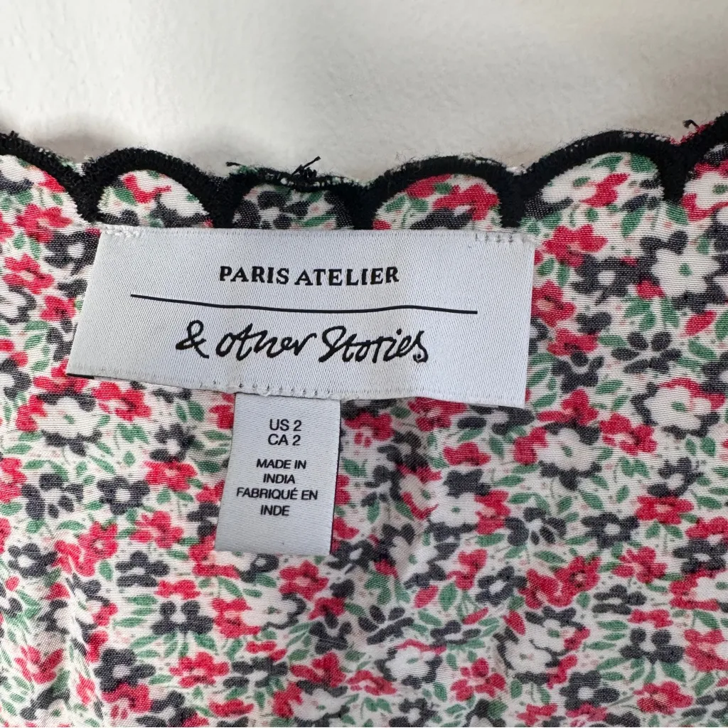 & Other Stories Printed Scallop Wrap Mini Dress EUC - Image 8