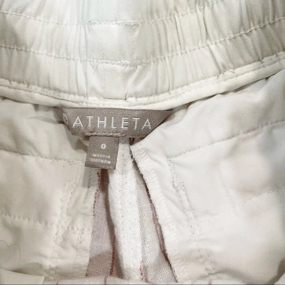 Athleta Beachside Bali Linen Shorts White Stripe Size 0 - Image 6
