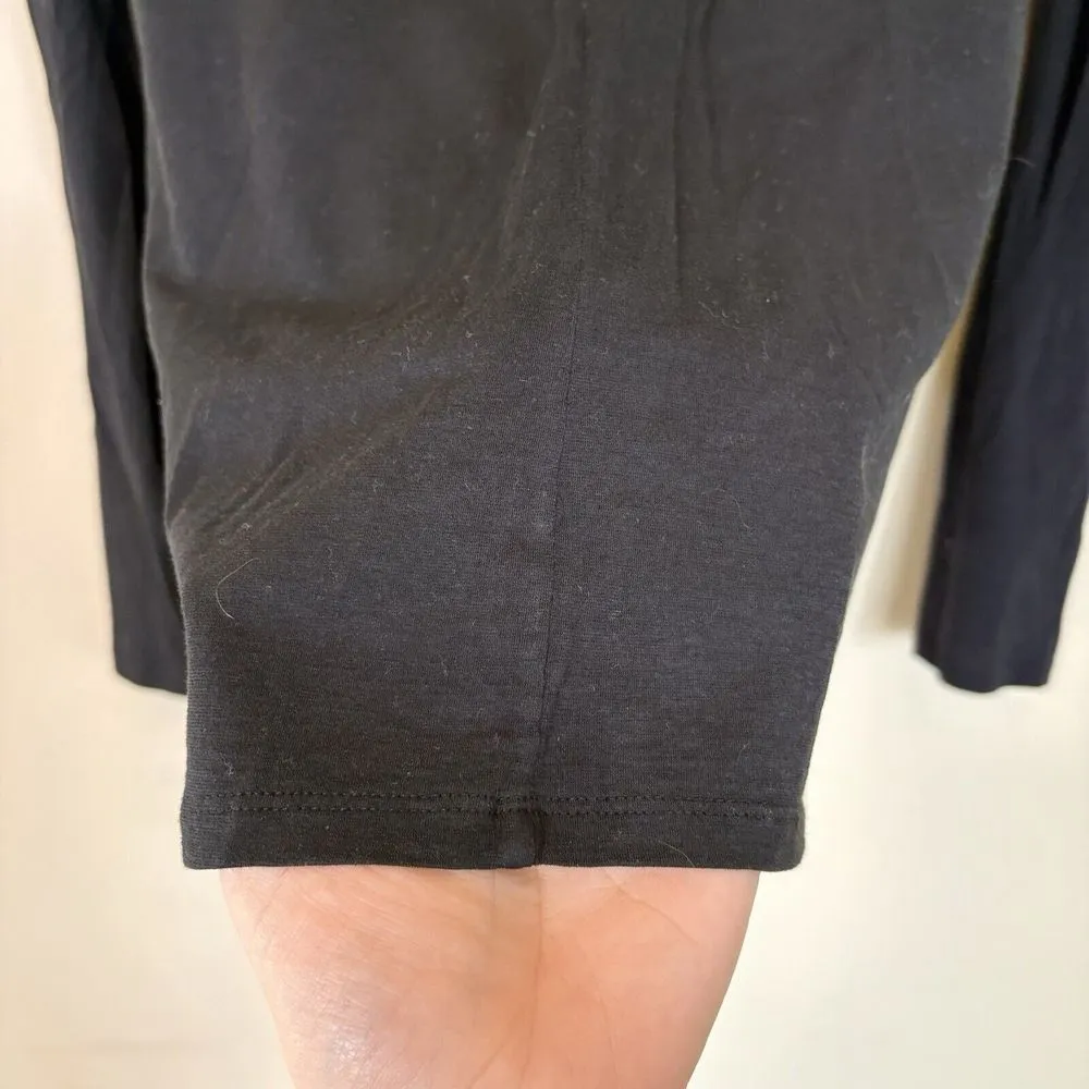 Theory Dariya Sulla Mixed Media Faux Wrap Silk Blouse‎ Women Size Medium Black - Image 6