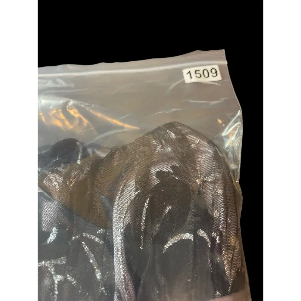 Y2K 2000s Black Floral Velvet Burnout Empire Waist Bubble Hem Hoco Dress Sz 3 - Image 13