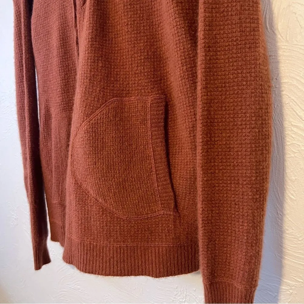 Cullen 100% Cashmere Brown Lace Up Hooded Sweater XS - Image 6