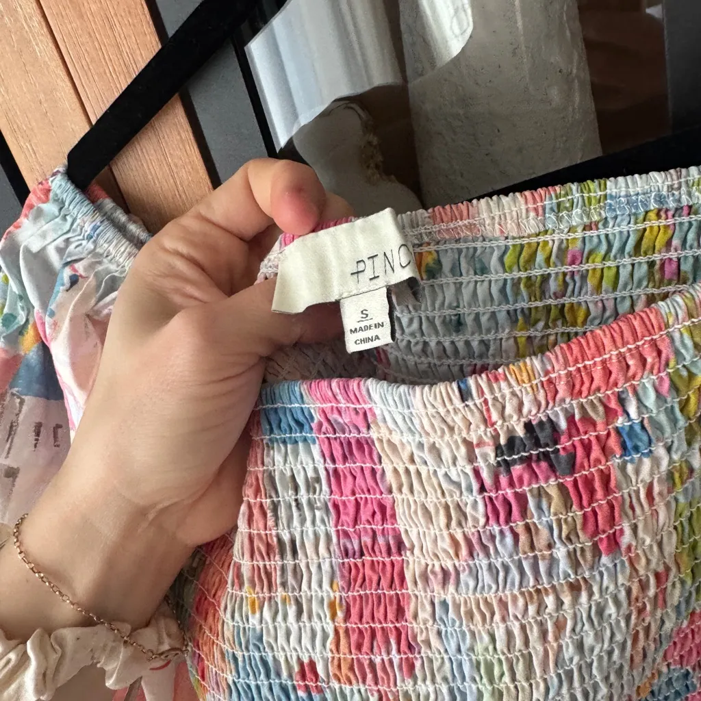 Santorini colorful print smock dress puff sleeve midi maxi dress tiered ruffle - Image 5