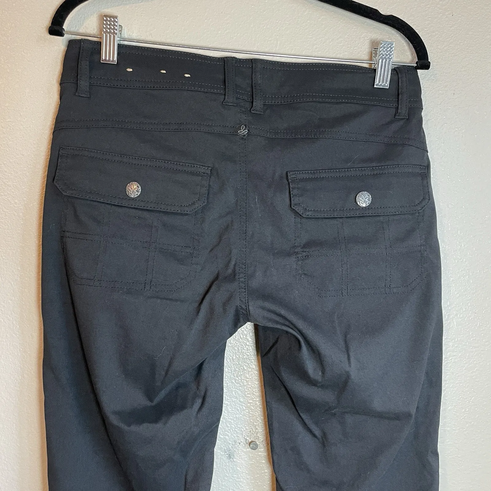 Prana Pants Size 6 Halle Straight Leg Cargo Coal Black Convertible Women - Image 9