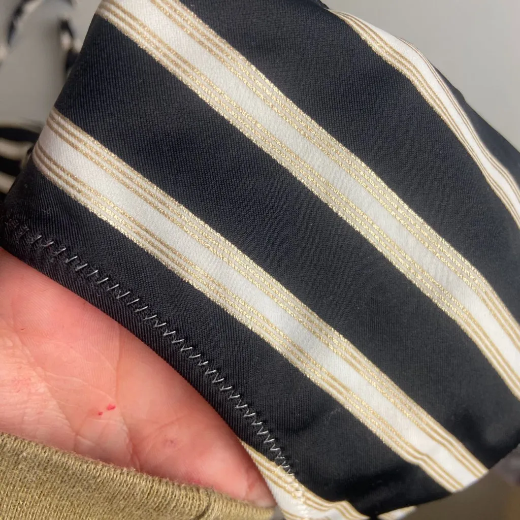 Victoria Secret Swimsuit Bikini Black White Striped Size Small Halter Top Y2k - Image 2