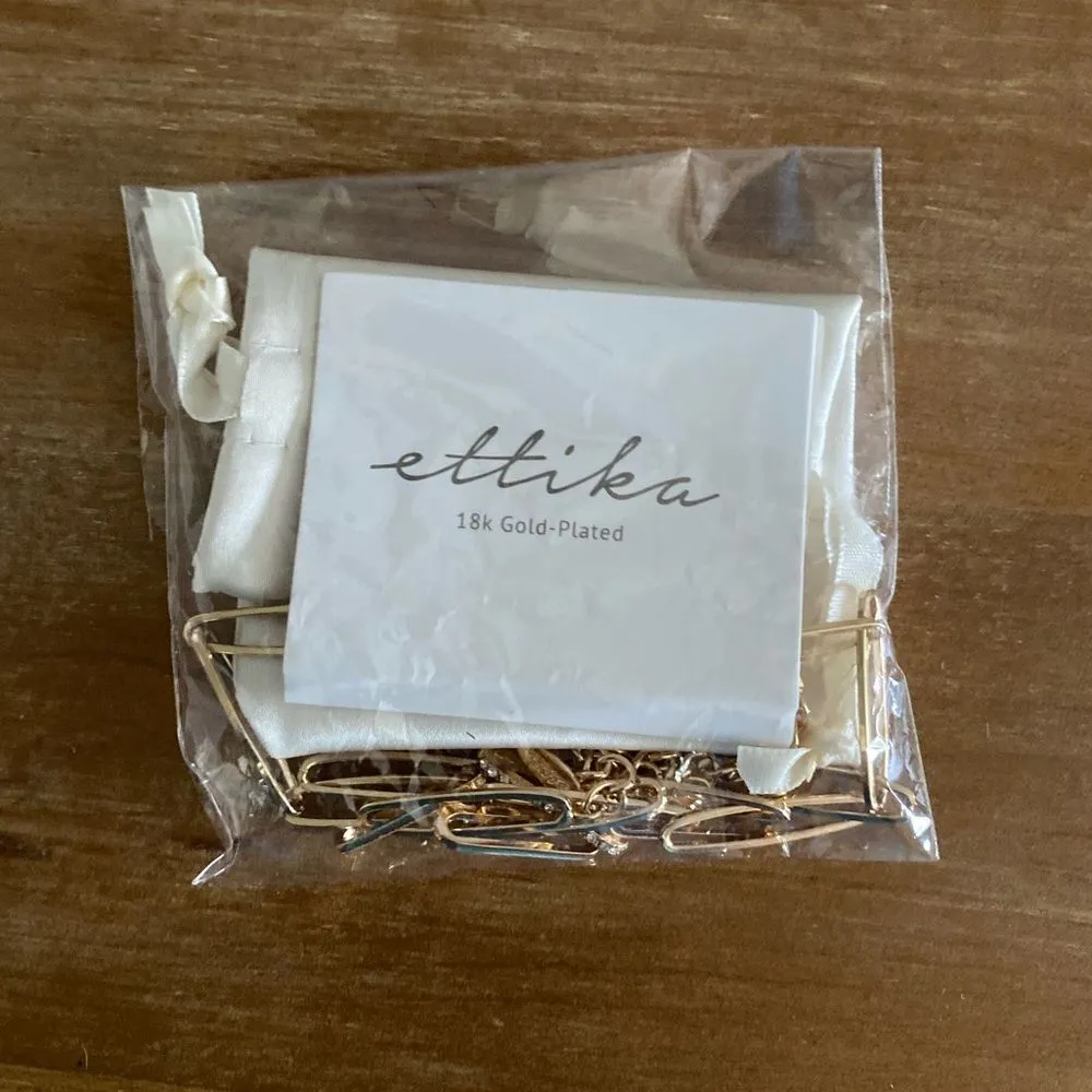 NWT ETTIKA Crystal Paperclip Chain Necklace 18K gold plating jewelry - Image 3