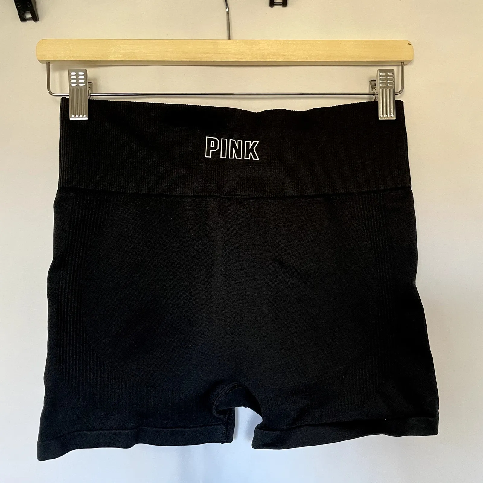 PINK sport black biker shorts women's size medium casual athletic compression - Image 2