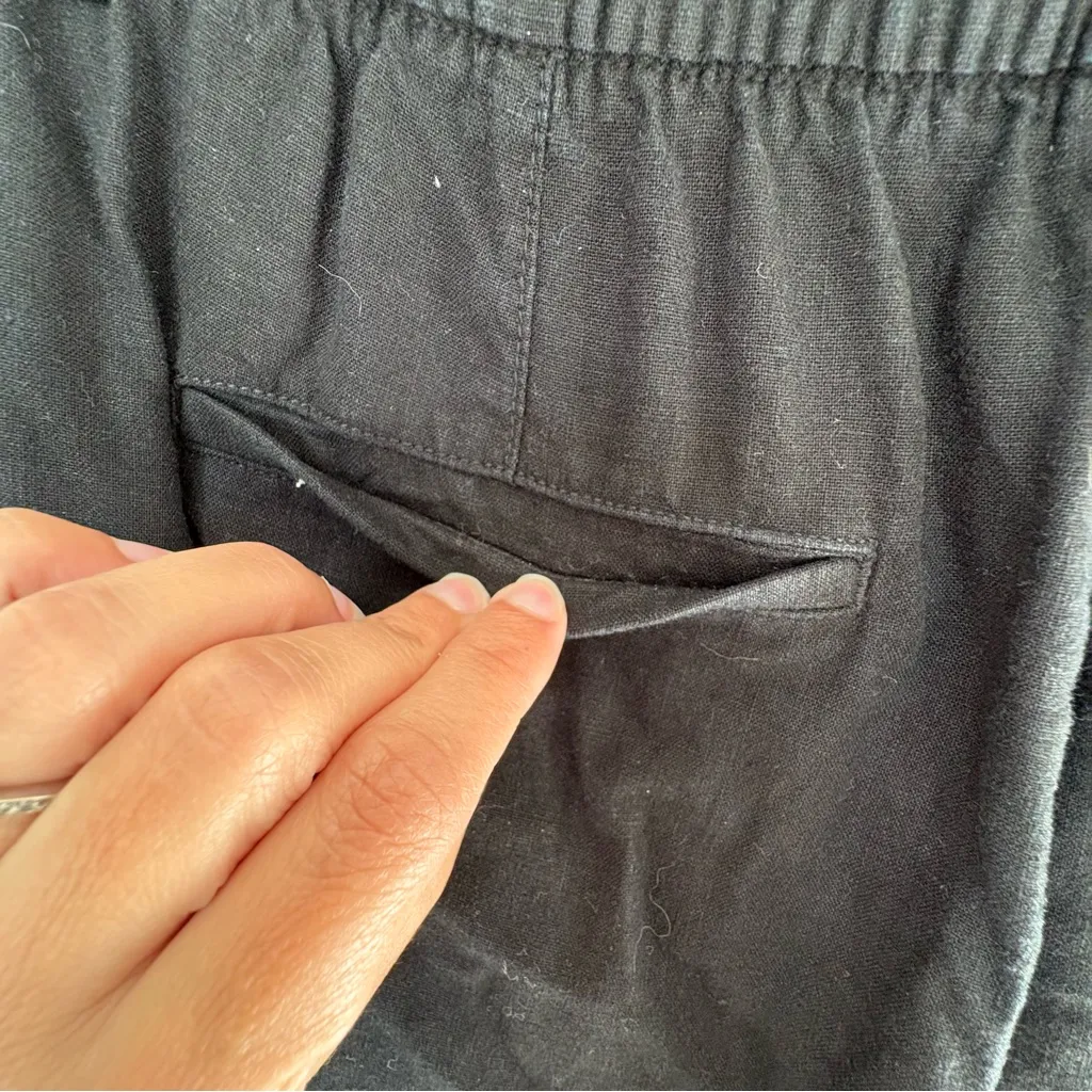 Old Navy High waisted Linen blend Cropped Wide Leg pants Black small - Image 6