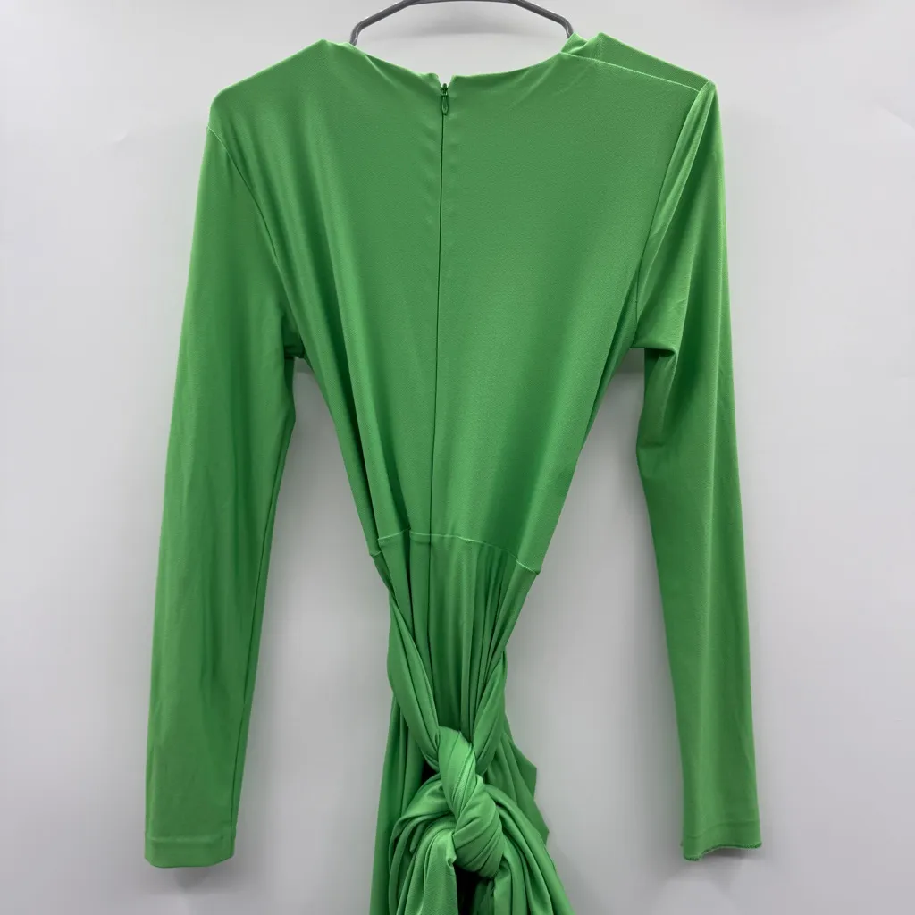 Solace London Lorena Midi Long Sleeve Draped Dress in Bright Green Sz 6 US‎ - Image 7